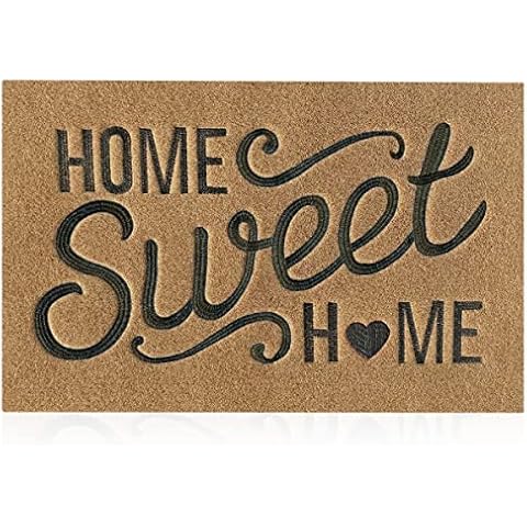 AAZZKANG Brown Welcome Mats for Front Door Home Sweet Home Door Mat Outdoor Indoor with Non Slip Rubber Backing Ultra Absorb Mud Easy Clean Heavy Duty Doormat Cover
