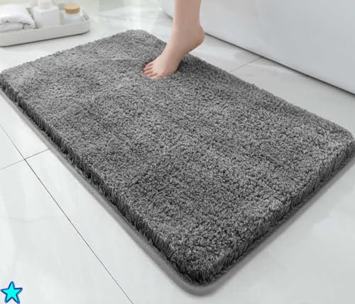 Image of HOWNICE Door Mat for Home,Bedroom,Bathroom,Kitchen,Living Room,Entrance,Room Mat,Foot Mats,Floor mats,Main Door,Rug,Non Slip Mats,Door Mate,Soft Door Matt (Bathmat Grey, Medium)