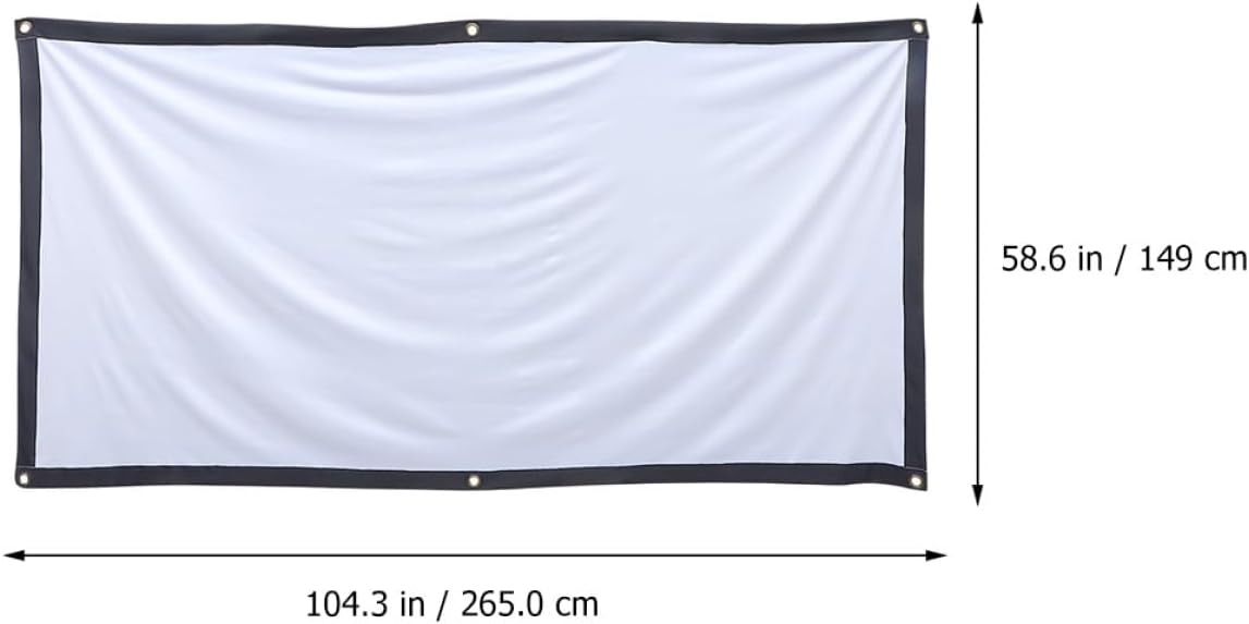 120-inch Foldable Projection Screen Set with Polyester Anti-Crease Black White Dual-Side Fabric, Includes 4 Hooks and Rope for Indoor Outdoor Camping Movie Theater