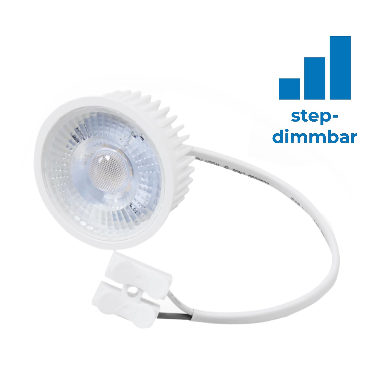 6 Stück flacher LED Einbaustrahler Lotta 230V 5W COB Step-Dimmbar | IP20 | Farbe: Edelstahl gebürstet | Einbauleuchte 4000K Neutralweiß | Kompakter Deckenspot für Wohnbereich