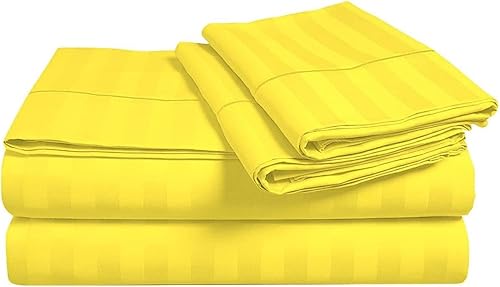 Miniatura 3 de King Yellow Stripe Sheet Set - Luxury Hotel Quality 1500 Thread Count Bedding Sheets  Pillowcases - Ultra Soft Breathable  Cooling Bed Sheets - 4