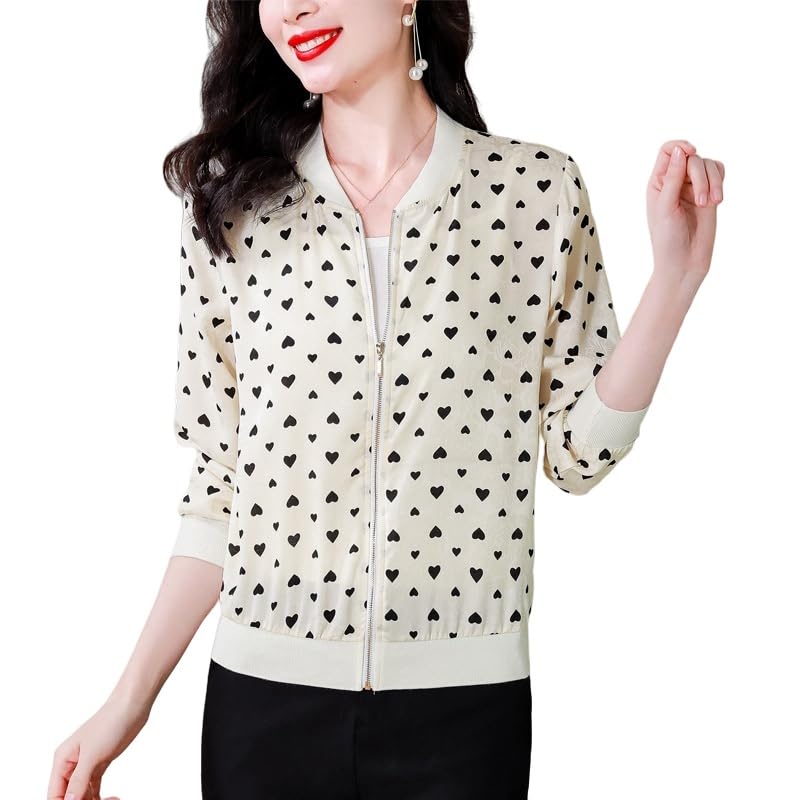 LCDIUDIU Cazadora Aviador Mujer,Chaqueta Bomber Beige Mujer Recor...