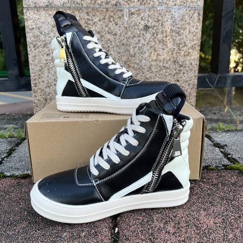 Street Style Vintage Women High-top Sneakers Soft Leather with Zipper Retro Fashion Unisex Trainers Shoes2
