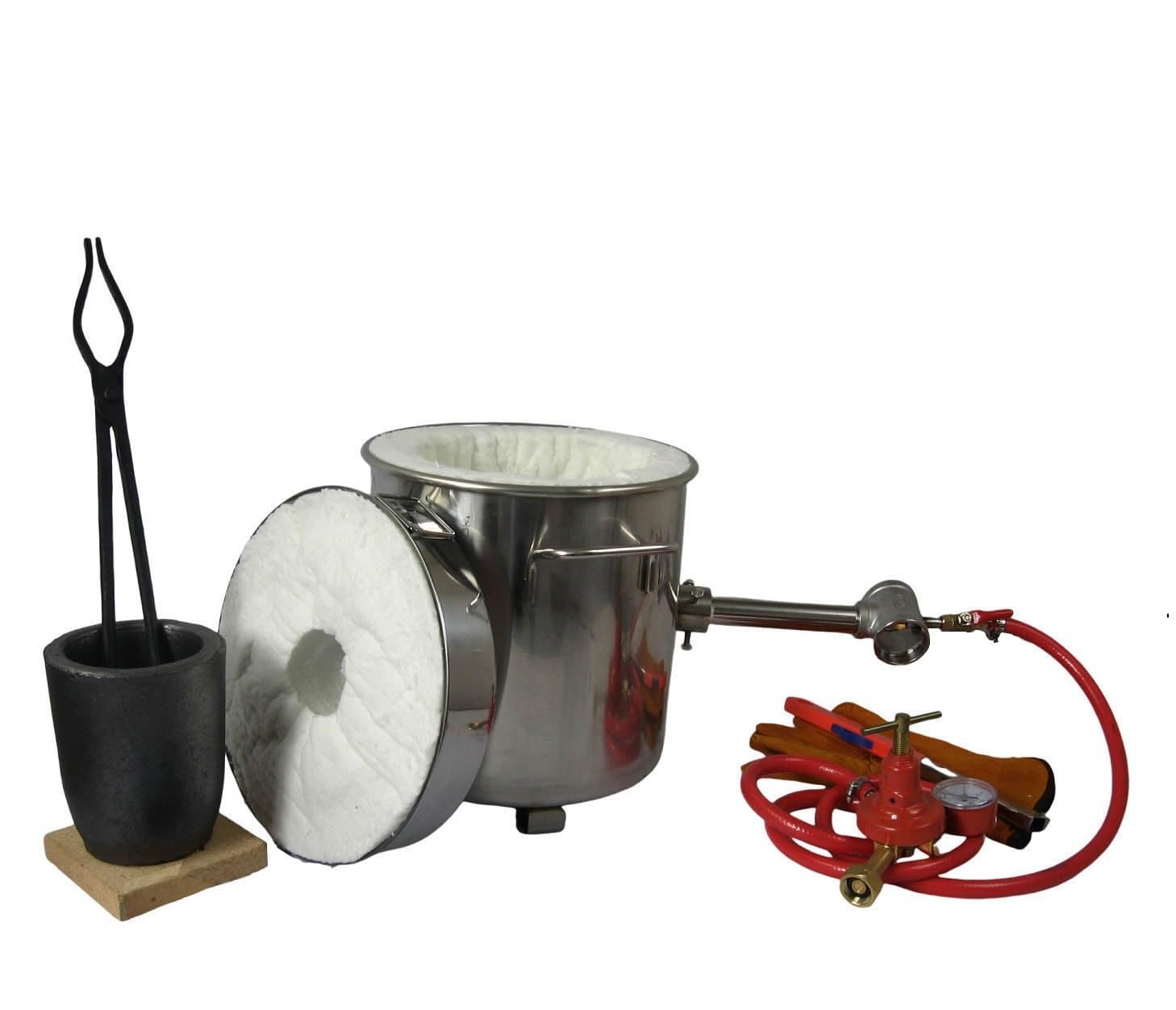 Horno de fusión de propano de 6 kg con crisoles, pinzas y guantes, horno para metal, oro, plata, cobre, aluminio, kit completo de herramientas de fundición