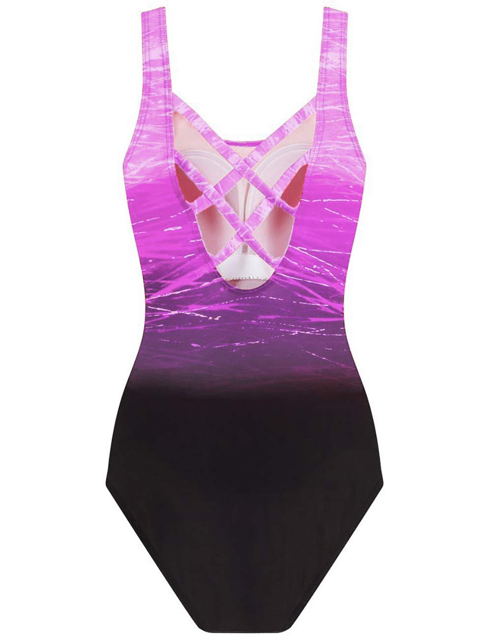 Bsubseach Femme Tummy Control Maillot De Bain Une PièCe Criss Cross Back Maillot De Bain