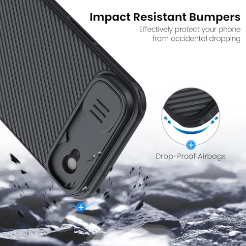 Image of Nillkin for iPhone Air Case with Slide Camera Cover, Thin Slim Fit, Shockproof Protective, Protector Privacy, Phone Case iPhone Air with Camera Lens Protector 6.5'', Black