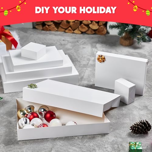 JOYIN 12PCS 17" Christmas Shirt Gift Boxes with Lid for Presents, Extra Large 4" Deep White Paper Box, 4 Assorted Different Size Robe Box for Clothes, Xmas Birthday Holiday Wedding Gift Wrapping Decor - Image 8