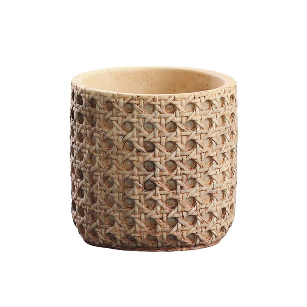 Gelasige A Flower Pots Woven Cement Flower Pot Green Plant Set Pot Bamboo Woven Pot Plant Pot Cement Flower Pot With Drainage Holes Outdoor Flower Pots(A)