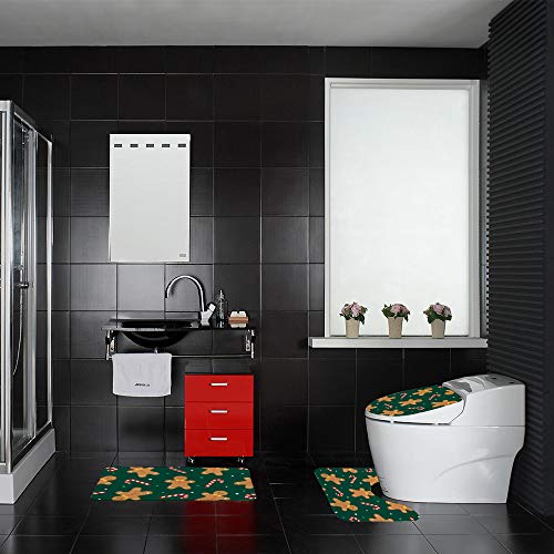 Conjunto de tapetes de banheiro 3 peças de tapetes de gengibre estilo pirulito para banheiro macio e