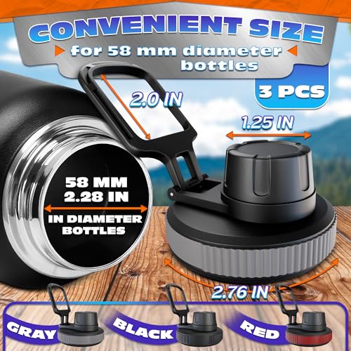 3 Pcs Thermoflask Lid Replacement – Hydro Flask Lid Replacement for Wide Mouth 12 oz, 14 oz, 18 oz, 32 oz, 40 oz, 64 oz – Leak-Proof, Comfortable Grip, Easy Use, and Durable Food-Grade Plastic