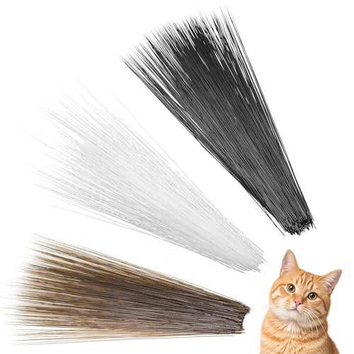 SULIKJHUI 900 Pcs Simulated Animal Whiskers 3 Inch (7 cm) Craft Whiskers for Needle Felting Cat Whisker for Face Crafting Stuffed Animals & Muppets (White Black Brown)