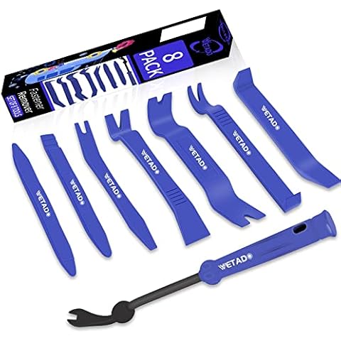 Wetado Trim Removal Tool, Car Upholstery Repair Kit, Car Door Audio Panel Trim Removal Set, Fastener Terminal Remover Tool Set Clips Pry Kit Auto Clip Pliers (8PCS Blue) Cover