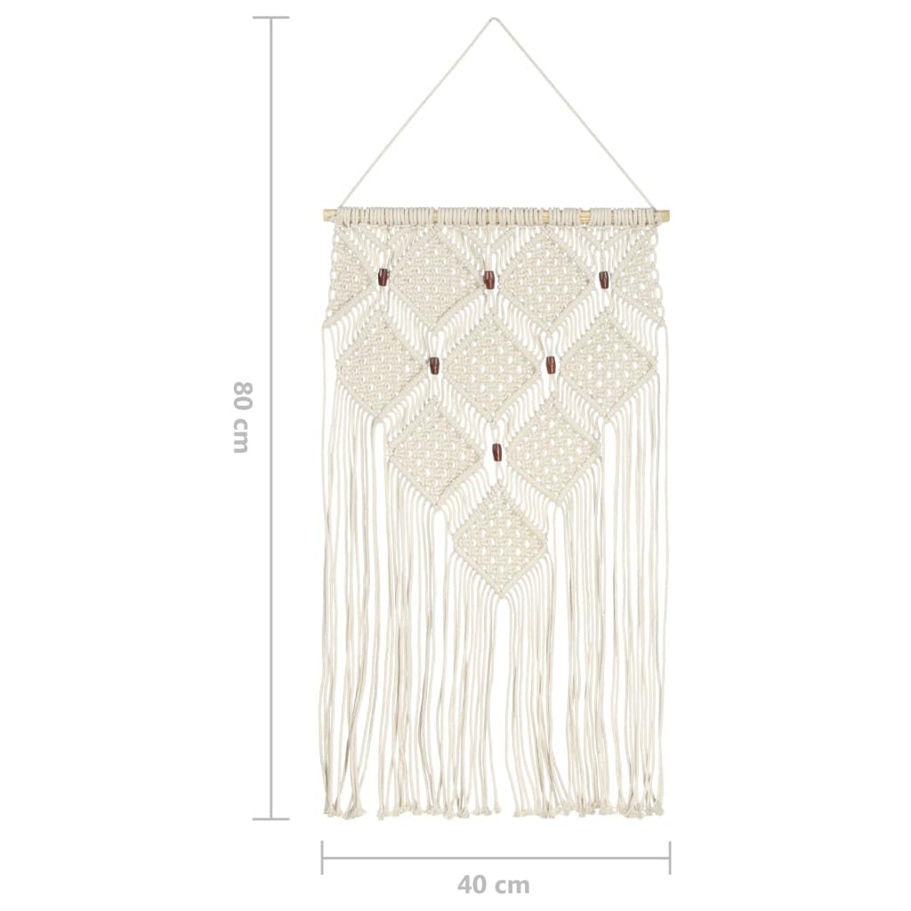 LKJVFCPW Makrama, ozdoba na ścianę, 40 x 80 cm, bawełna, styl boho, dekoracja ścienna do salonu, sypialni, ręcznie wykonany, dywan ścienny, kolor kremowy