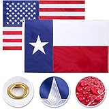 State of Texas + USA Flags 3x5 Feet Combo Pack - Embroidered 210D Nylon Flags with Sewn Panels