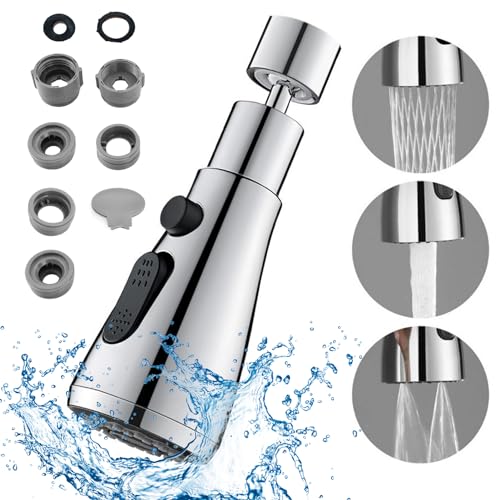 Cabezal rociador de grifo de cocina, adaptador de grifo G1/2, con 3 modos, reemplazo a prueba de fugas, fácil instalación, accesorios adaptadores de grifo
