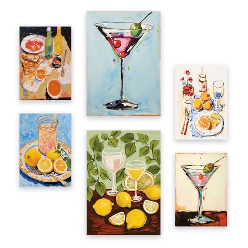Posters de boisson lot de 6 affiches gourmets idée cadeau décoration salon et chambre