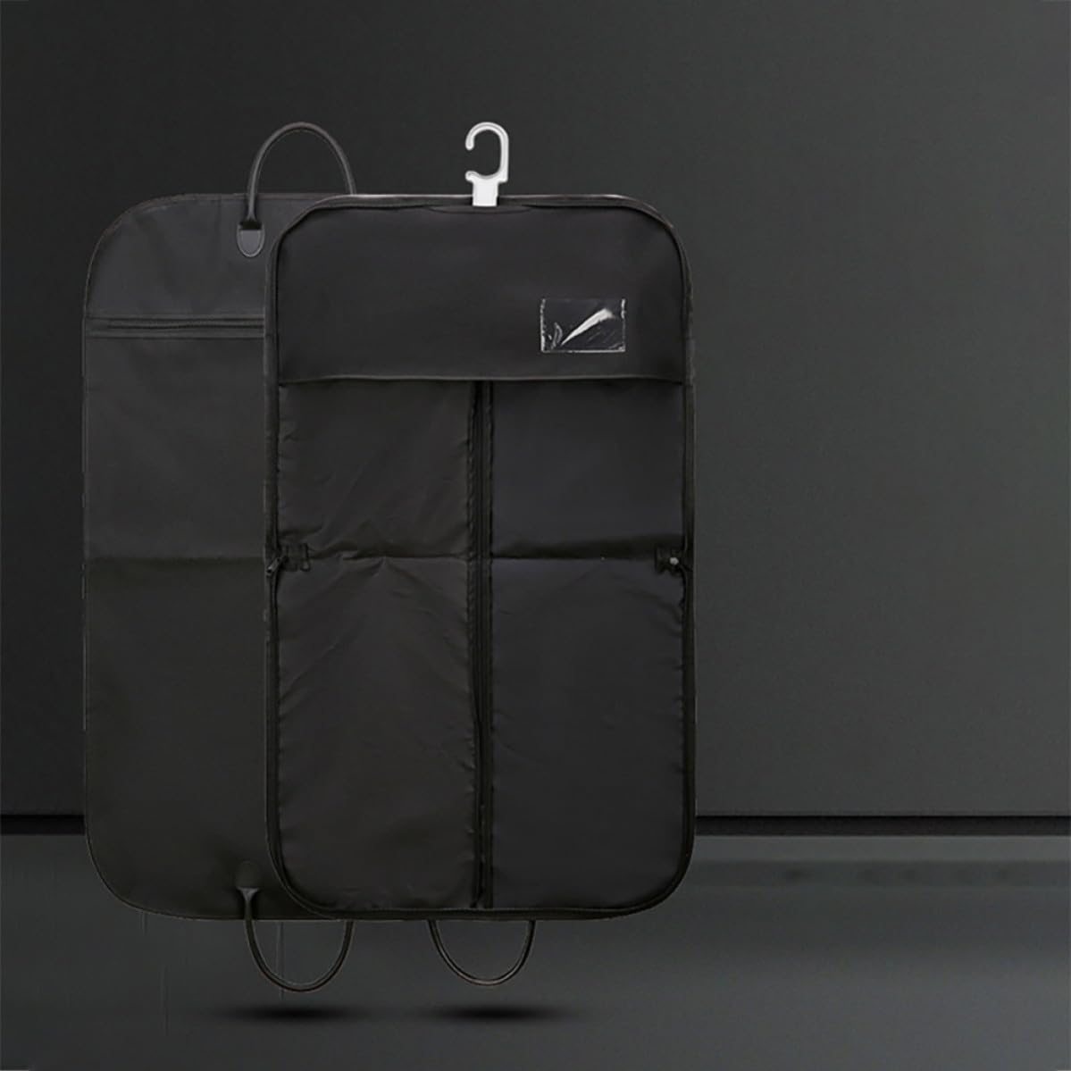 FRCOLOR Porta Abiti da Viaggio Nero Oxford Resistente Cerniera e Passante per Grucce, Copriabiti Pieghevole per Abiti e Pellicce, per Business e Viaggi Leggeri