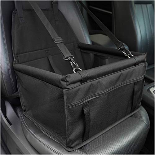 MENGQI - Funda de asiento de coche para perro, apta para perros pequeños y medianos, lavable, plegable y transpirable, con correa de seguridad con clip y tubo de soporte de PVC y hebilla