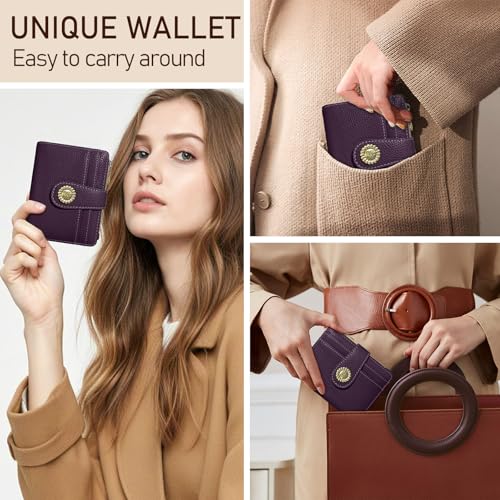 Image of Kelvoris Small Rfid Women Wallet Bifold Zipper Coin Pocket | PU Leather Compact Cash Credit Card Holder Travel Purse for Female Ladies Teen Girls 1 ID Window 10 Card Slots