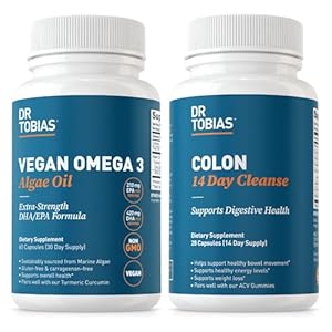 Dr. Tobias Vegan Omega 3 Algae Oil and Colon 14 Day Cleanse for Improved Digestion, Gut & Immune Support, and Overall Health