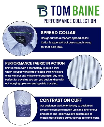 Men Slim Fit Performance Long Sleeve Geometric Casual Button Down Shirt4