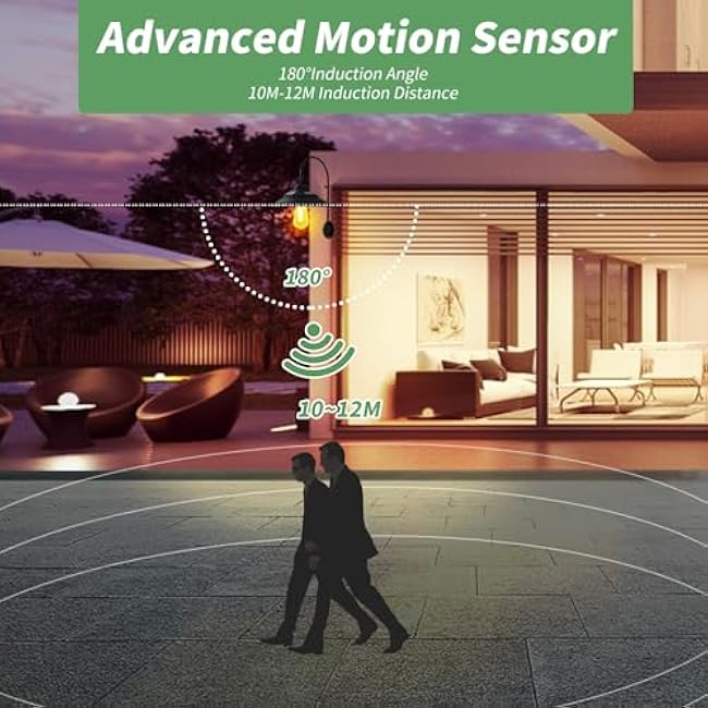 Solar Wall Lights Outdoor - Waterproof with Motion Sensor - Solar Barn Light Outdoor Rustic Sconce Lights for Porch Yard Garage Chicken Coop & Shed Farmhouse£¨Black£©