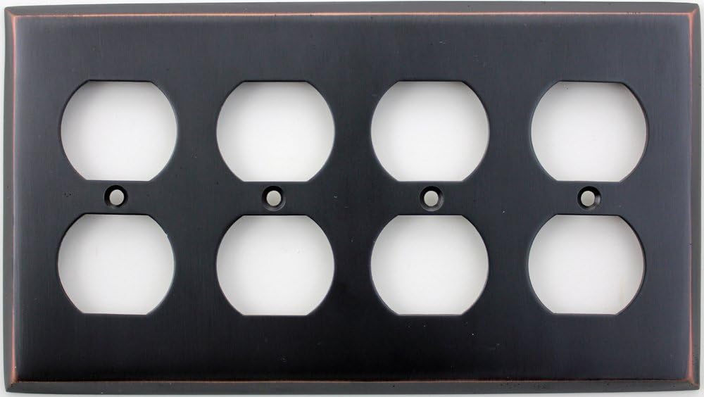 Oil Rubbed Bronze 4 Gang Wall Plate - 4 Duplex Outlets
