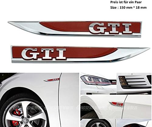 E471 A Pair GTI Emblem Sign Badge Car Sticker Side Badge Car 3D Sticker Top Red