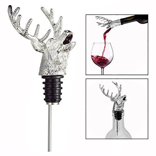 OFKPO Bouchon de Vin de Tête de Cerf en Métal, Verseur de Vin et Vin Bouchon de Bouteille, Outils pour Vin