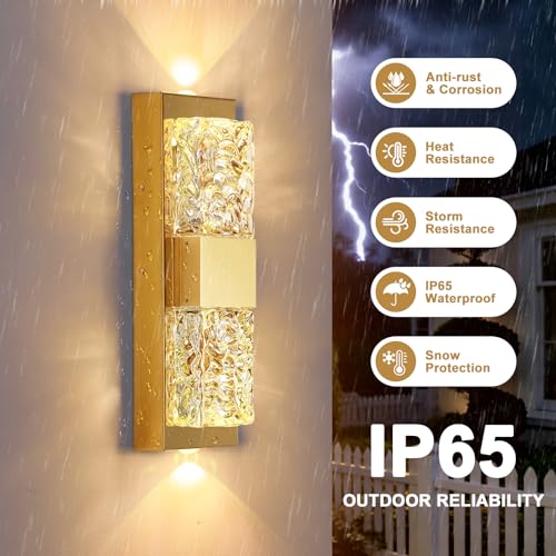Image of Smart Outdoor Wall Light, RGB, App and Alexa, Gold, 12W 1-Pack