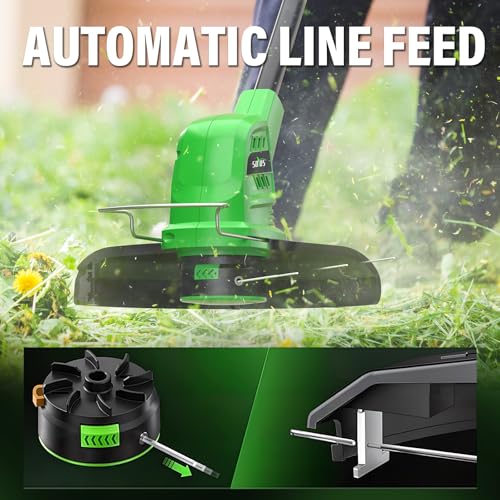 Cordless Weed Wacker 20V, 2×2.0Ah Battery Powered String Trimmer with Charger, 10-Inch Electric Grass Trimmer Edger for Yard and Garden, Green by SOYUS - Image 5