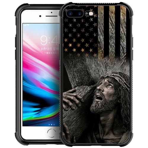 Coque de protection iPhone 7 Plus Jésus bois premium antichoc TPU