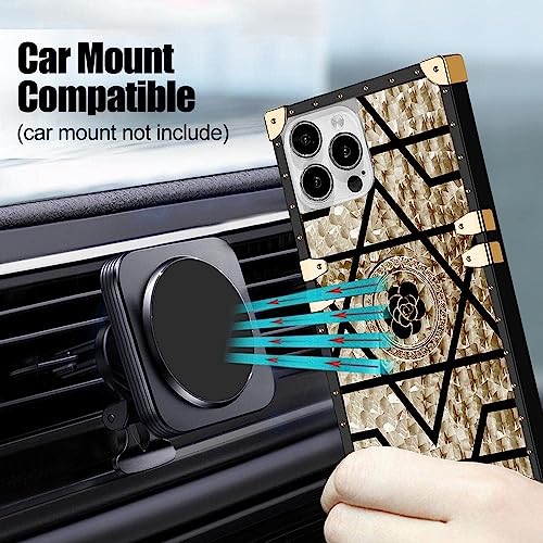 Coque iPhone 14 Pro Max antichoc carrée métal support béquille