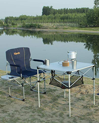 Iclimb 1 Heavy Duty Compact Folding Chair And 1 Heavy Duty Hard Arm Folding Chair And 1 Folding Square Table Bundle For Two Adults Camping Backyard Lawn Garden Indoor Outdoor #TOP5