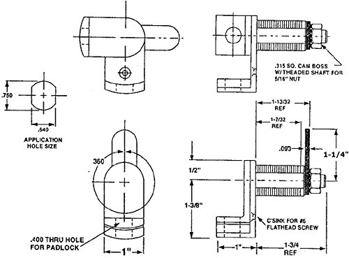 Image of Padlock Hasp (Also Known as Padlockable Cam Lock) for Locker in Chrome Finish