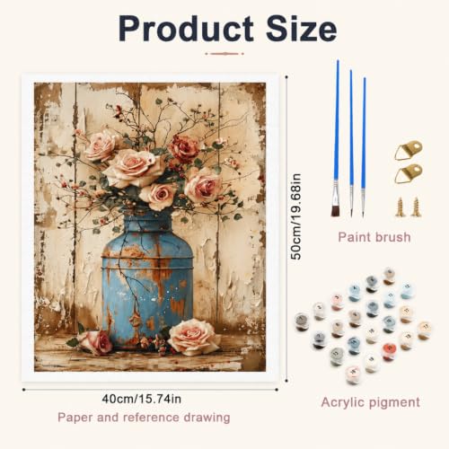 Image of HASTHIP Paint by Number Kit for Adults 40x50 cm Canvas Acrylic Set
