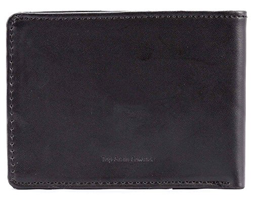Big Skinny Men's Compact Sports Leather Bi-Fold Slim Wallet, Holds Up To 20 Cards, Black #TOP5