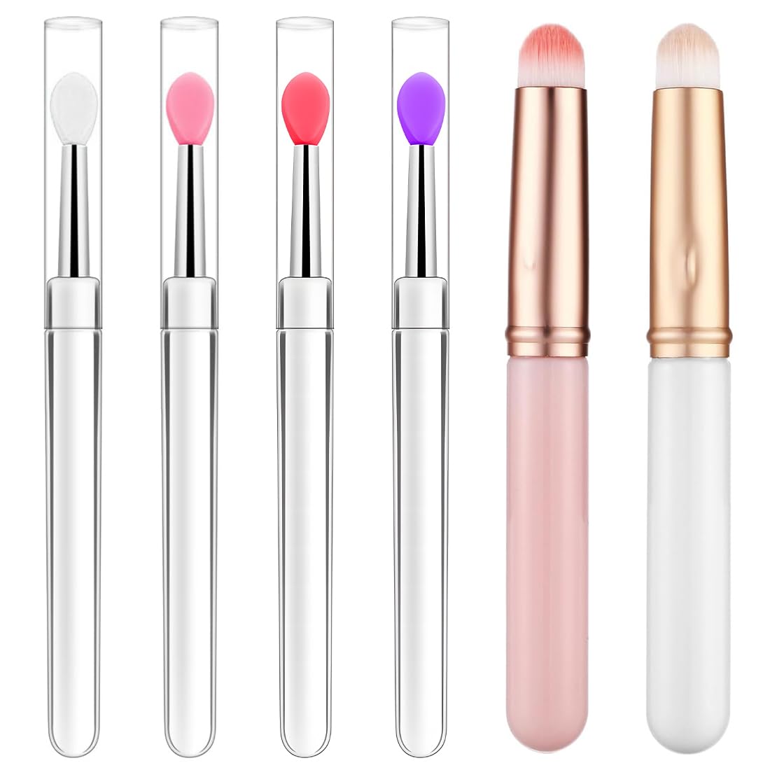 6pc Pennelli Morbidi per Labbra, Applicatori in Silicone, per labbra applicatori, per labbra per la cura delle labbra, Ideali per Rossetto e Cosmetici, Bacchette Riutilizzabili per Makeup Labbra