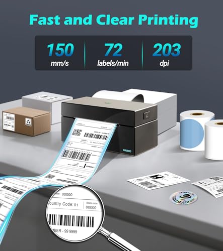 Image of ORGBRO Bluetooth Thermal Shipping Label Printer, Z1-Plus Wireless 4X6 Shipping Label Printer for Small Business Office or Home Support iPhone Android Windows macOS Chrome Amazon Shopify USPS