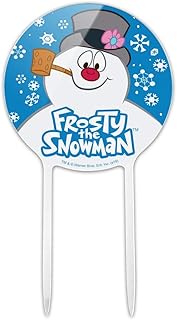Acrylic Frosty the Snowman Snowing Cake Topper Party Decoration for Wedding Anniversary Birthday Graduation