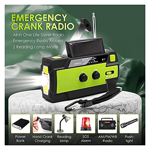 Image of 4000mAh Weather Radio Portable Emergency Radio with 3 Ways Powered AM /FM /NOAA Weather Alert Portable Radio with SOS Alarm Flashlight Reading Lamp and Cellphone Charger