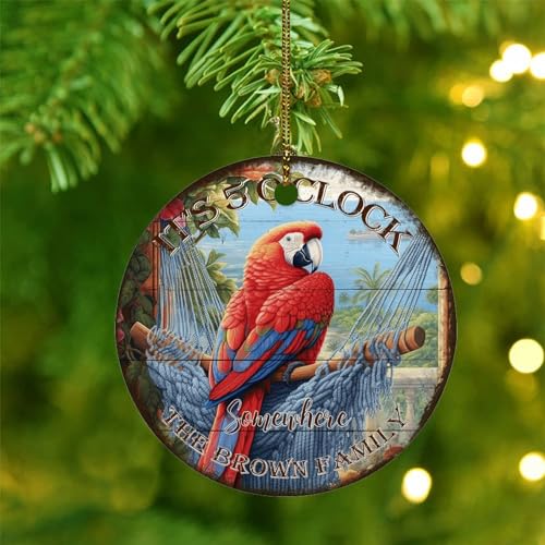 It's Five O'clock Somewhere' Custom Xmas Ornament Macaws Par