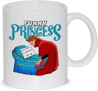 Breakfast Mug Milk Tea Relax Mug with Cute Graphic – Funny Princess Fairy Tale Cute Princess I'm Tired of Waiting for Kisses – Gift Idea Friend Sister Auntie Mom Daughter Birthday Christmas