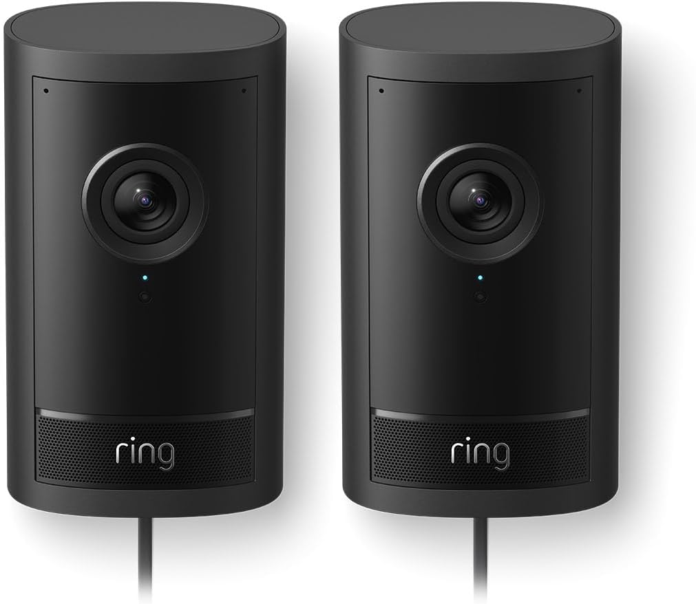 Ring Outdoor Camera Pro Plug-In (newest gen) | Security Camera | Retinal 4K, 10X Enhanced Zoom | DIY Install | 30-day free trial of Ring Subscription Plan | 2 Cameras, Black