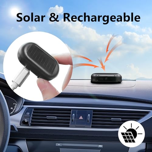 YOMTOVM Red+Blue Car Solar Power Simulated Dummy Alarm, Anti-Theft Fake Car Alarm LED Flashing Security Light with USB Charger Port for Car - Image 3