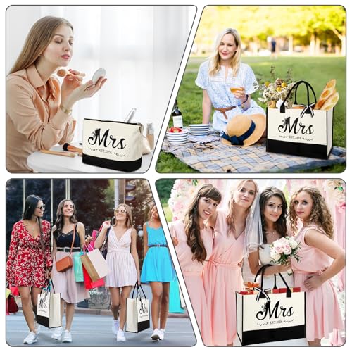 Image of Mrs 2026 Bride Canvas Tote Bag,Bridal Shower Gift,Bachelorette Party Favors | Large Capacity,Easy to Clean and Reusable, Waterproof Coating, Bride to be Gift Bag, Bride Gifts for Wedding Day, Mrs Bag