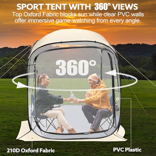 Outdoor All Weather Pop Up Sport Tent, 51×51×67 in, 1-3 Person Instant Tent Shelter,Rainproof Camping Sun Shelter Coldproof & Windproof Spacious Interior with Outdoor Camping Activities Fishing by Generic - Image 3