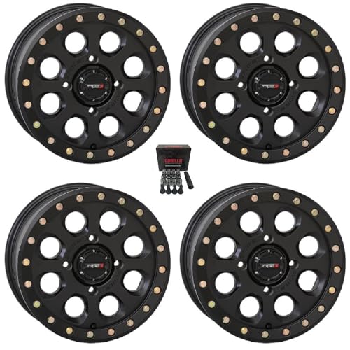 System 3 SB-7 Beadlock 15x10 Wide Wheels Black Can-Am Maverick X3 / Pioneer 1000