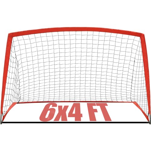 KTRIO Soccer Goal Soccer Net, 6x4 ft Soccer Goal for Backyard, Portable Kids Soccer Goal Large Soccer Goals for Kids Youth Teens Indoor Outdoor Sports Games Training