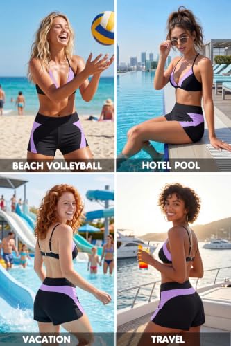 Image of Beautikini Period Swimwear Menstrual Leakproof Swim Shorts Quick Dry 3 inch High Waist Bathing Suit Bottoms for Teen Girls Women
